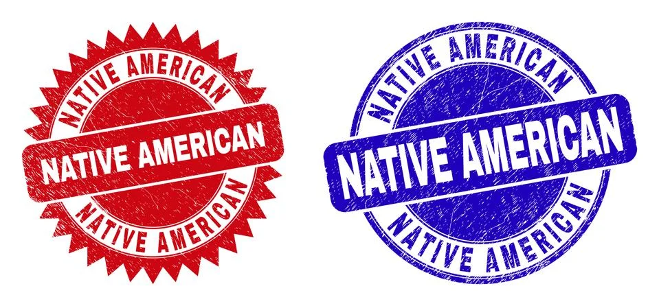 NATIVE AMERICAN Rounded and Rosette Stamps with Distress Texture Illustrazione stock