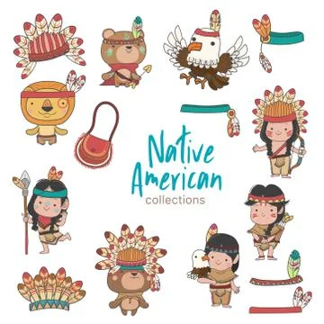 Native american set Illustrazione stock