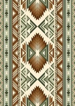 Native American Style Geometric Pattern with Tribal Ornaments Stock Illustration