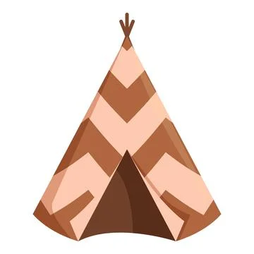 Native american teepee standing in zigzag pattern fabric Stockillustratie