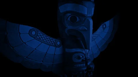 Native American Totem Pole At Night Stock Footage 283932998