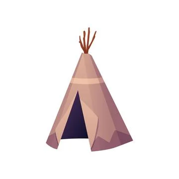 Native American traditional teepee vector flat icon, cartoon wigwam, tribal hut Ilustración de archivo