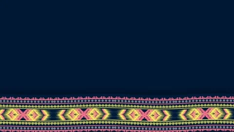 Native American Tribal Geometric Pattern Border Motion Background Dark Blue.. Stock Footage 345496575