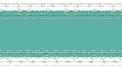 Native American Tribal Pattern Border Frame Motion Graphics Teal Folk Geome.. Stock Footage 345493340
