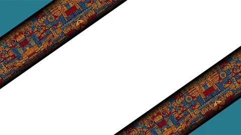 Native American Tribal Pattern Frame Template with Diagonal Colorful Ethnic.. 库存插图