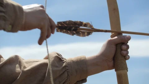 Native American Warrior attacks with arrow during 1800s westward expansion era. Video stock 106260872