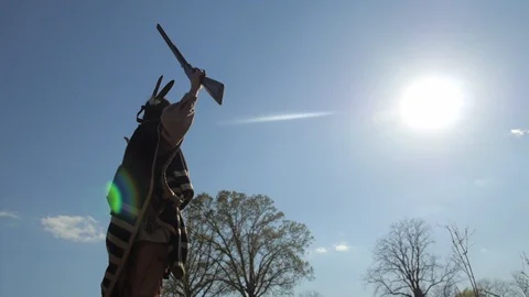 Native American Warrior Cheers an attack during 1800s westward expansion era. Stock Footage 106261150