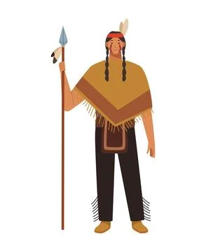Native american warrior man Illustrazione stock