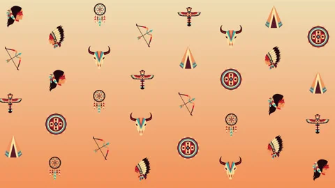 Native americans 8K wiggle pattern loop background Stock Footage 157110730