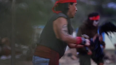 Native Americans dance in ceremony, two shot. Stock-Footage 90398840