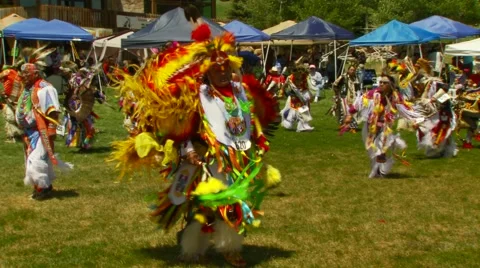 Native Americans dancing at Pow Wow Stock Footage 55319991