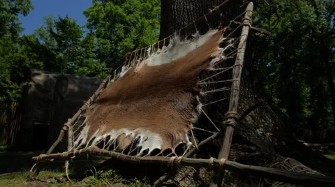 Native Americans - Deer Hide Pelt Stock Footage 63749753