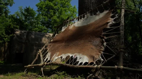 Native Americans - Deer Pelt hide 動画素材 63749731