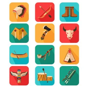 Native Americans icons Stock Illustration