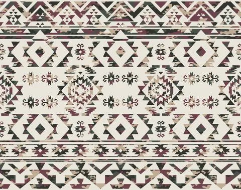Native Americans pattern with camouflage texture Stock Illustration