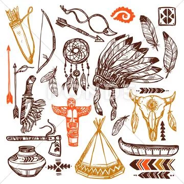 Native Americans Set Stock Illustration