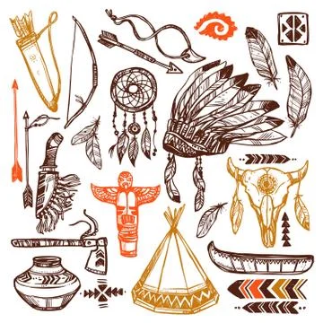 Native Americans Set Stock Illustration