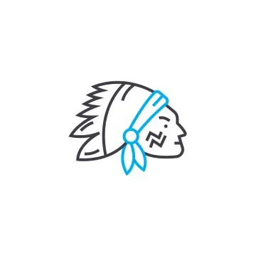 Native amerikan linear icon concept. Native amerikan line vector sign, symbol 스톡 일러스트