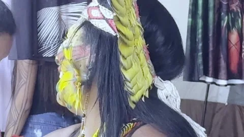 Native Artwork, Indigenous Communities, Tribal Customs, Female Closeup Stock Footage 333541763