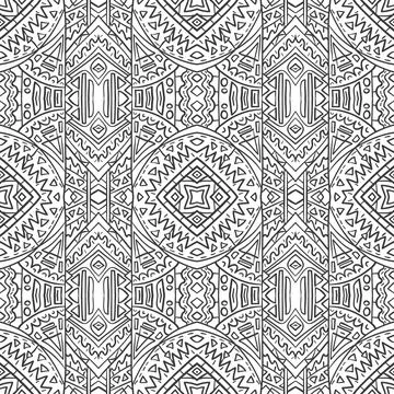 Native aztec style pattern abstract tribal black white Stock Illustration