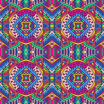 Native aztec style pattern abstract tribal blue pink Stock-Illustration