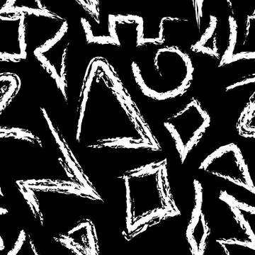 Native aztec style tribal vector seamless pattern. Geometric grunge chalk orn Stock Illustration