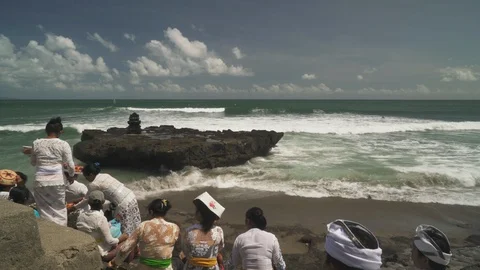 Native Balinese Praying In Bali By The Beach Stock Footage 100483916