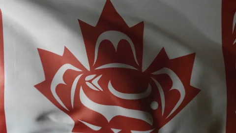 Native Canada Flag Maple Leaf Symbol, Colorful North Creativity Sign Stock Footage 156597673