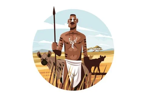 Native citizen in wild nature Stock Illustration