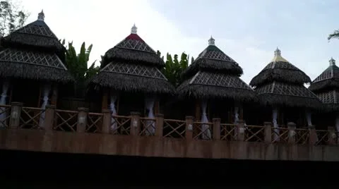 Native cottage houses Stock Footage