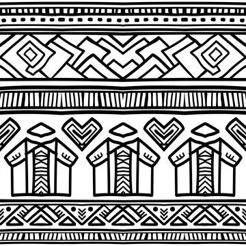 Native, ethnic seamless pattern, black and white Illustrazione stock