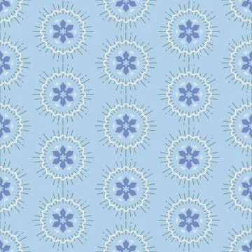 Native floral seamless pattern. Blue flowers print background. Stock vector Stock Illustration