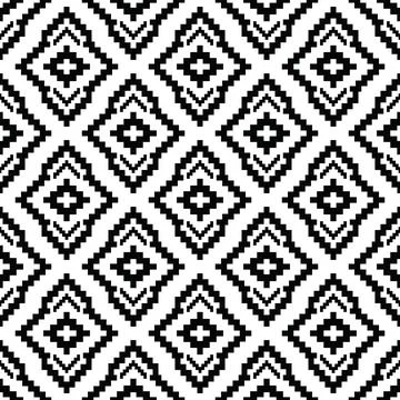 Native indian ethnic repeat pattern. Seamless tribal motif with pixel style. Stock Illustration