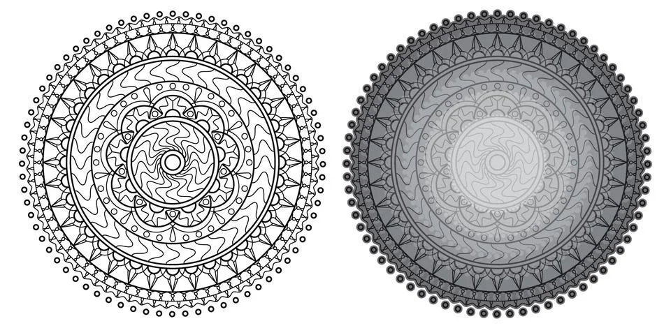 Native mandala. Round pattern for coloring book. Stock Illustration