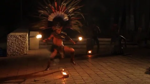 Native mayan dancer performance Stock Footage 98569876