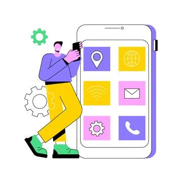 Native mobile app abstract concept vector illustration. Stockillustratie