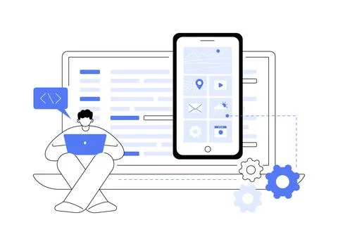 Native mobile app abstract concept vector illustration. Stock Illustration