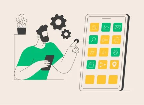 Native mobile app abstract concept vector illustration. Stockillustratie