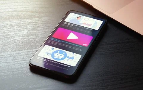 Native Online Advertising concept. Programmatic targeted ads marketing strategy Stock Photos