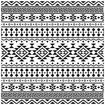 Native seamless pattern design vector in black white color Stock Illustration