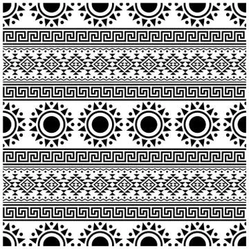Native seamless pattern design vector in black white color Stock Illustration