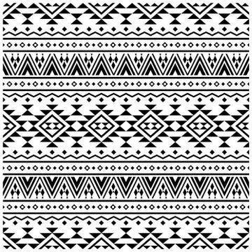 Native seamless pattern design vector in black white color Stock Illustration