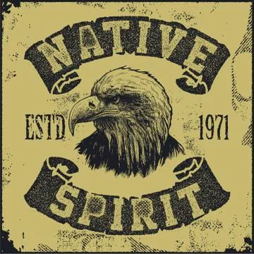 Native spirit poster with eagle Stock Illustration