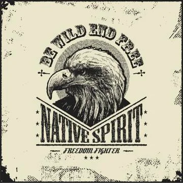 Native spirit poster with eagle Stock Illustration