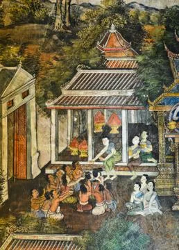 Native thai mural Stock Illustration