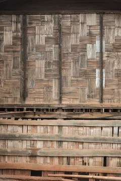 Native Thai style bamboo wall. Bamboo pattern basketry handmade Stock Photos