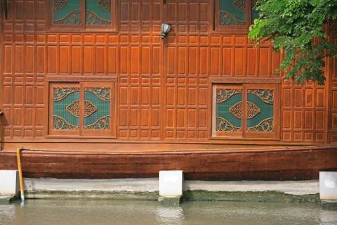 Native Thai style carving windows Stock Photos