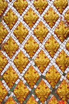 Native thai style of pattern on wall 스톡 사진