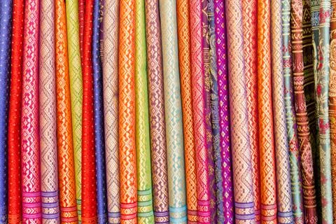 Native thai style silk 스톡 사진