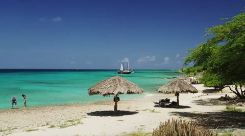 Native Thatched Umbrella for Sun Protection Stock Footage 52234448